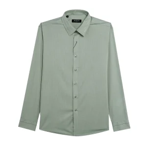 Áo Sơ Mi Nam Dài Tay Màu Xanh Rêu Nhạt Thanh Lịch